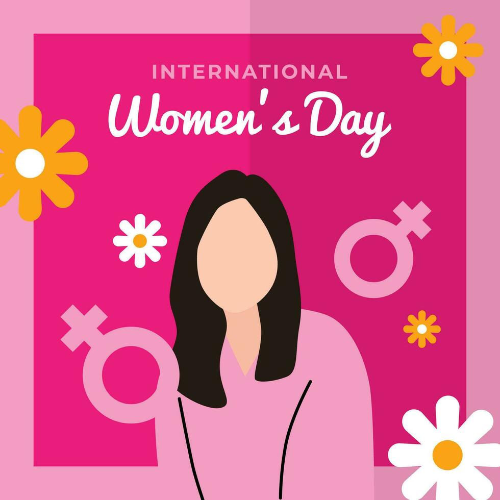 internationell kvinnor dag affisch grafik rosa bakgrund vektor