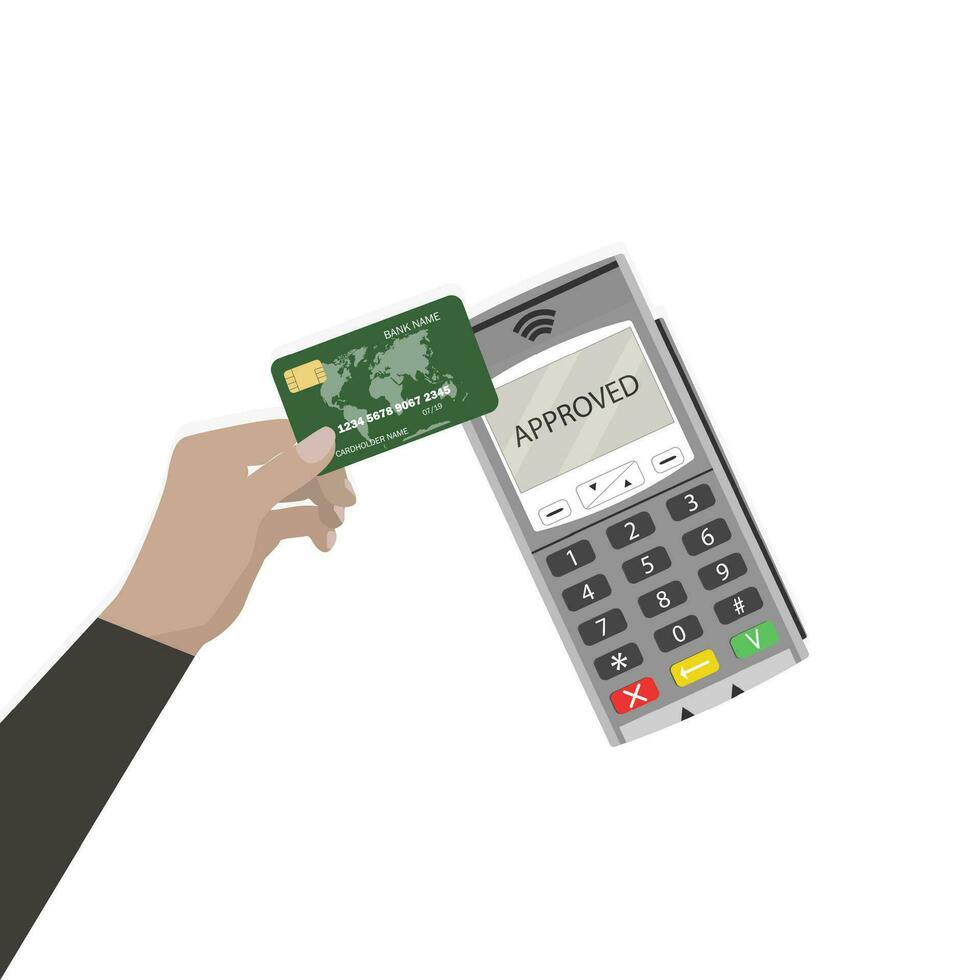 betala passera använda sig av kort. kontaktlös betalning. betala passera betalning, nfc bank, kontantlös transaktion, vektor illustration
