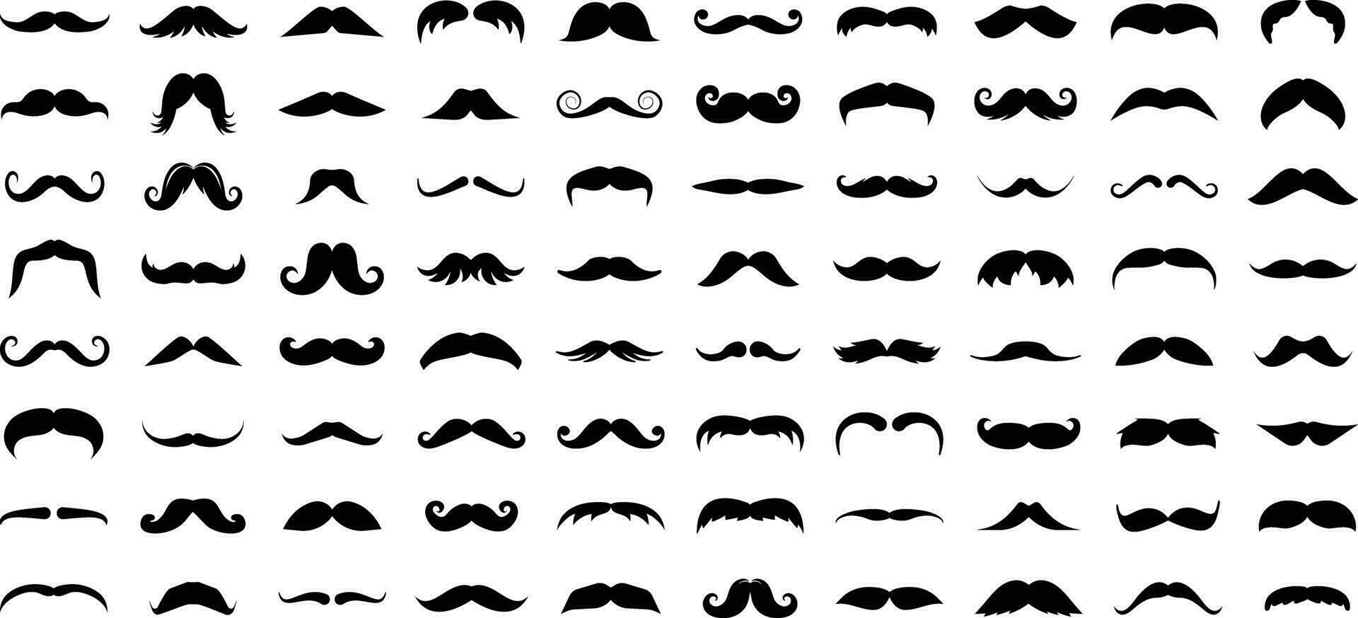 mustasch ikon samling. uppsättning av annorlunda man mustasch ikoner. hipster mustasch ikoner. mustasch silhuett samling vektor