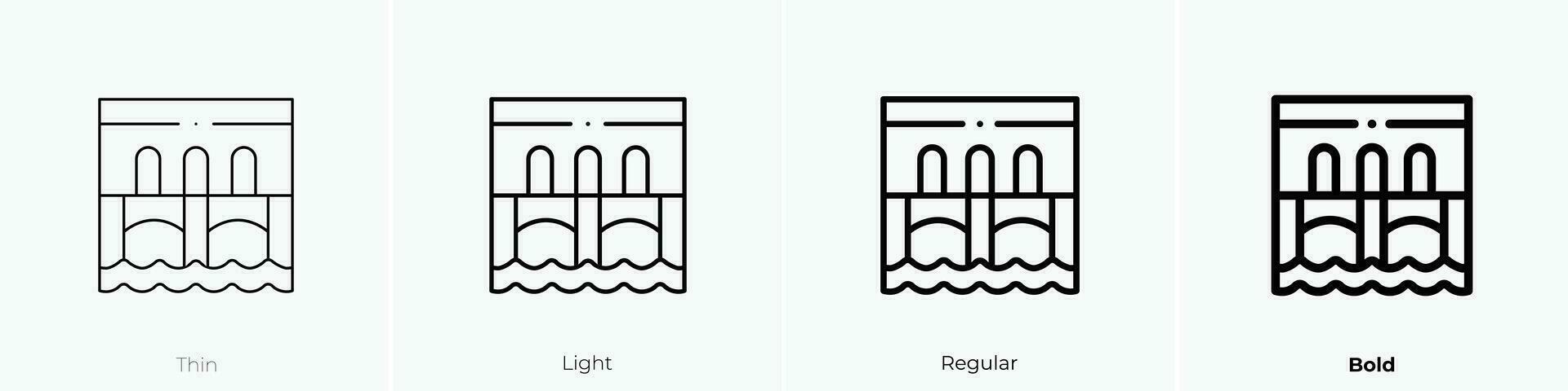 ponte Vecchio Symbol. dünn, Licht, regulär und Fett gedruckt Stil Design isoliert auf Weiß Hintergrund vektor