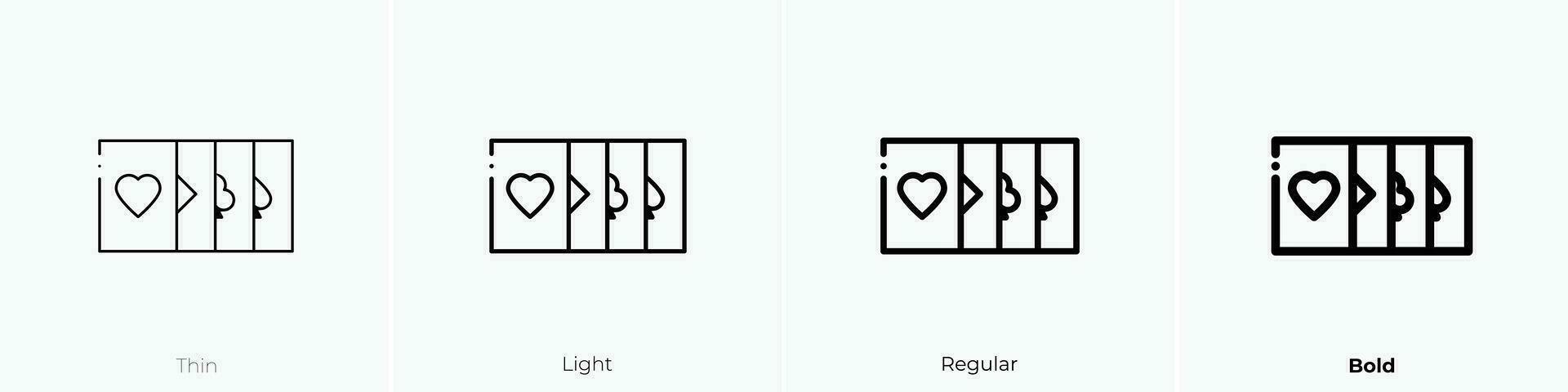 Poker Symbol. dünn, Licht, regulär und Fett gedruckt Stil Design isoliert auf Weiß Hintergrund vektor