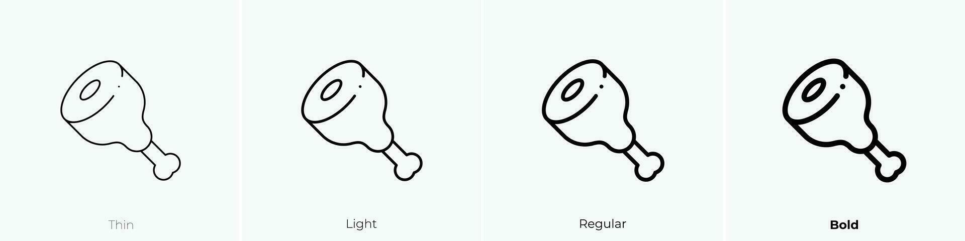 Schweinefleisch Bein Symbol. dünn, Licht, regulär und Fett gedruckt Stil Design isoliert auf Weiß Hintergrund vektor