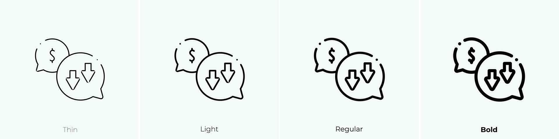 Preis Symbol. dünn, Licht, regulär und Fett gedruckt Stil Design isoliert auf Weiß Hintergrund vektor