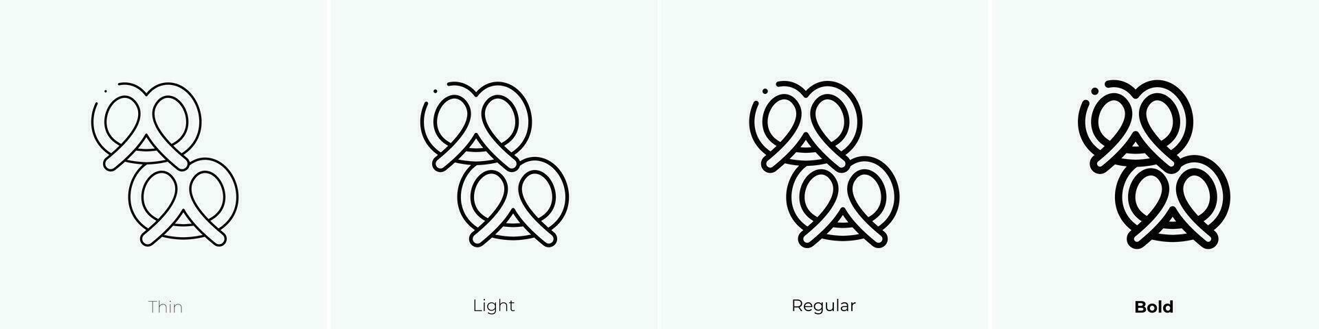 Brezeln Symbol. dünn, Licht, regulär und Fett gedruckt Stil Design isoliert auf Weiß Hintergrund vektor