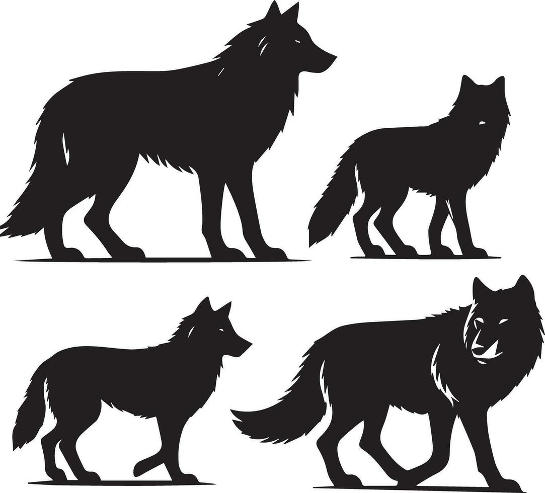 Wolf Silhouette editierbar Vektor Illustration isoliert Über Weiß Hintergrund