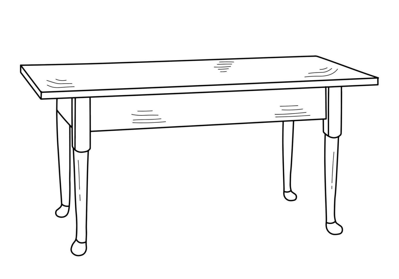 skizzieren von ein Tisch, Schreibtisch, Diät Tisch, Schreibtisch, Küche Tisch. Stück von Möbel. Möbel zum Schlafzimmer, lernen, Leben Zimmer, Küche vektor