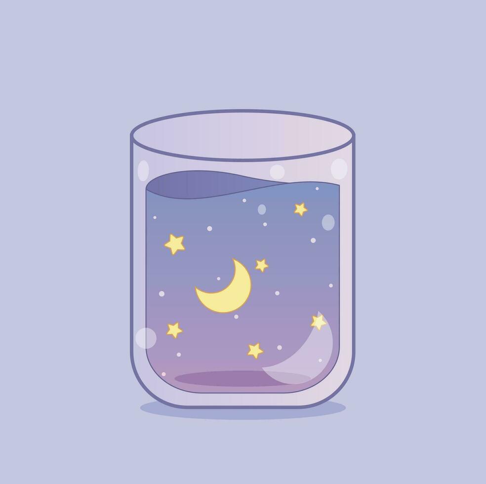 Mond und Sterne Illustration im Glas süß Kunst vektor