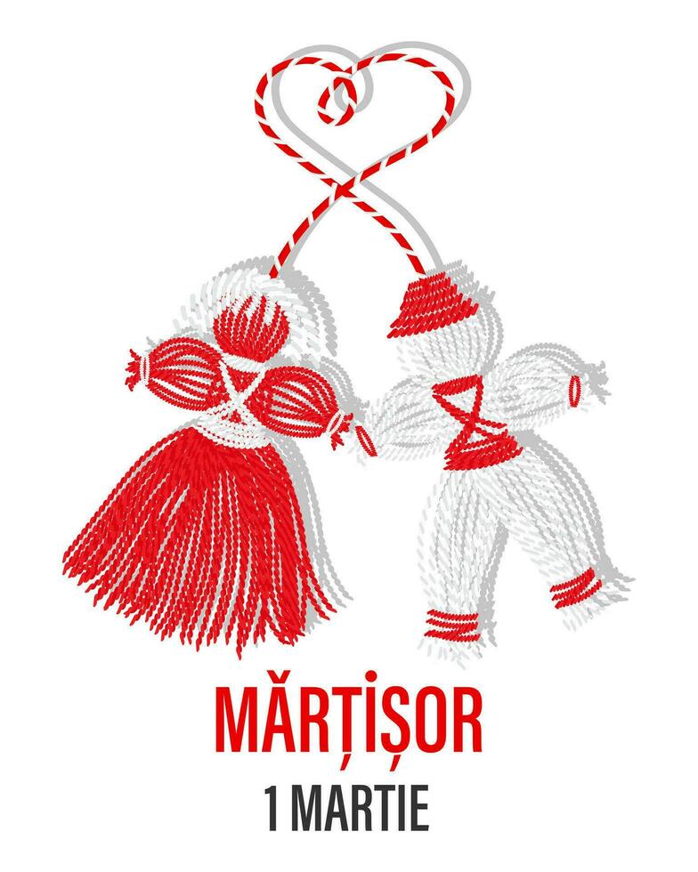 martisor, symbol av vår. traditionell vår Semester i rumänien och moldavien. Mars 1. Semester kort, baner, vektor. vektor