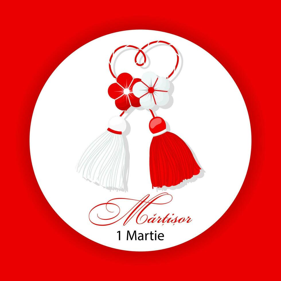 martisor, Symbol von Frühling. traditionell Frühling Urlaub im Rumänien und Moldawien. März 1. Urlaub Karte, Banner, Vektor. vektor