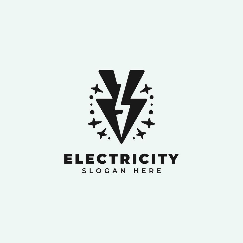 elektrisk logotyp design, i en svartvit, enkel stil, och i svart och vit vektor