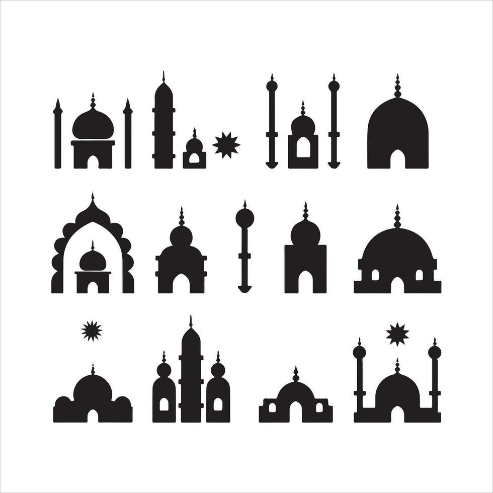 en svart silhuett islam symbol uppsättning vektor