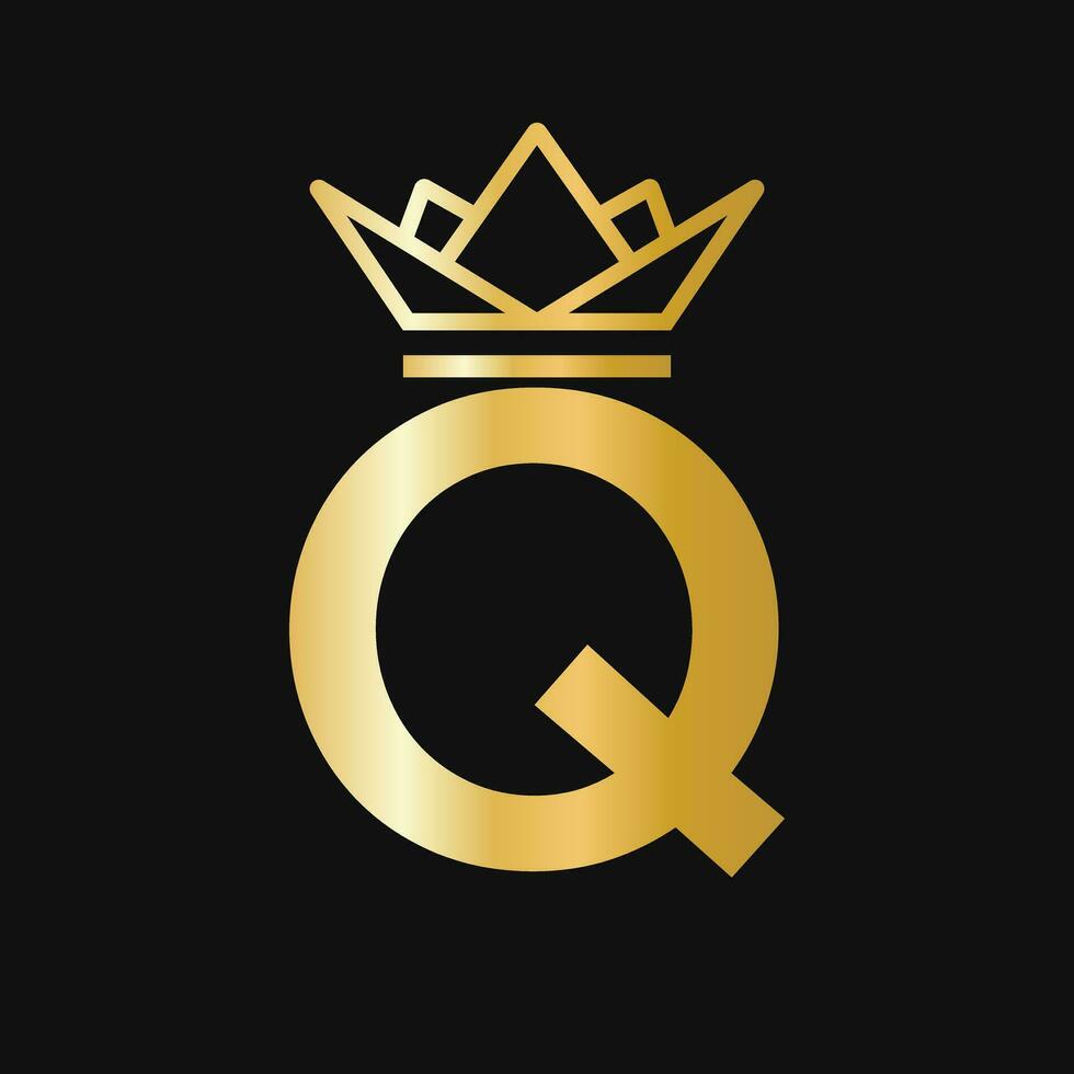 Brief q Krone Logo. Krone Logo zum Schönheit, Mode, Stern, elegant, Luxus Zeichen vektor