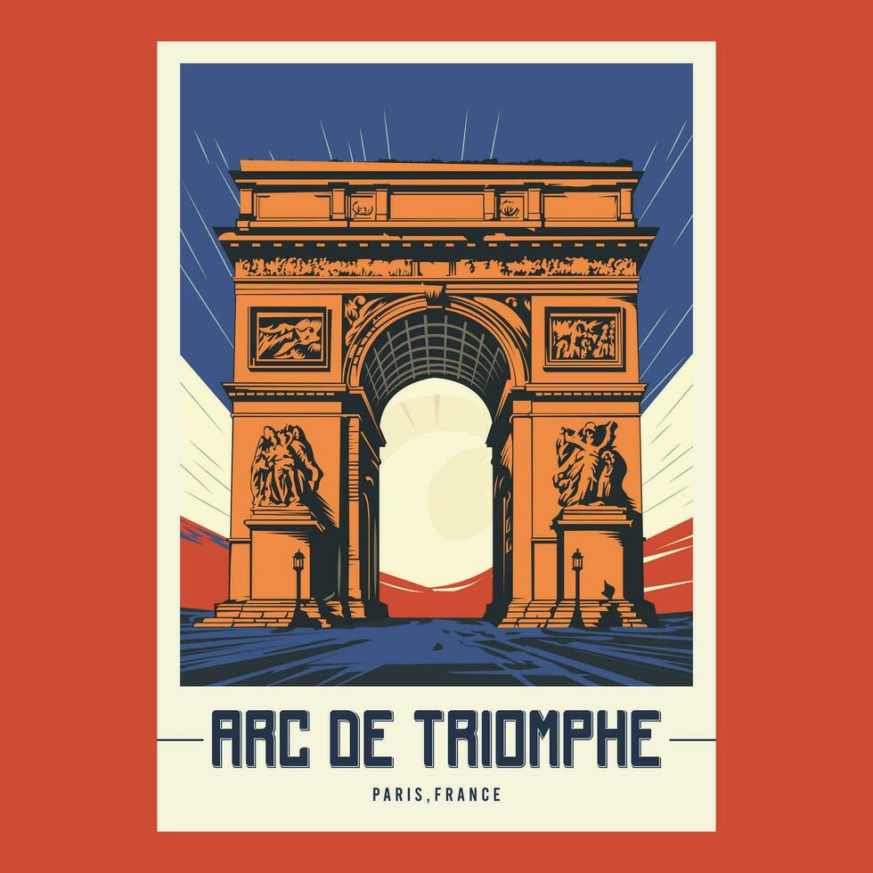 Bogen de Triomphe retro Jahrgang Poster Vektor