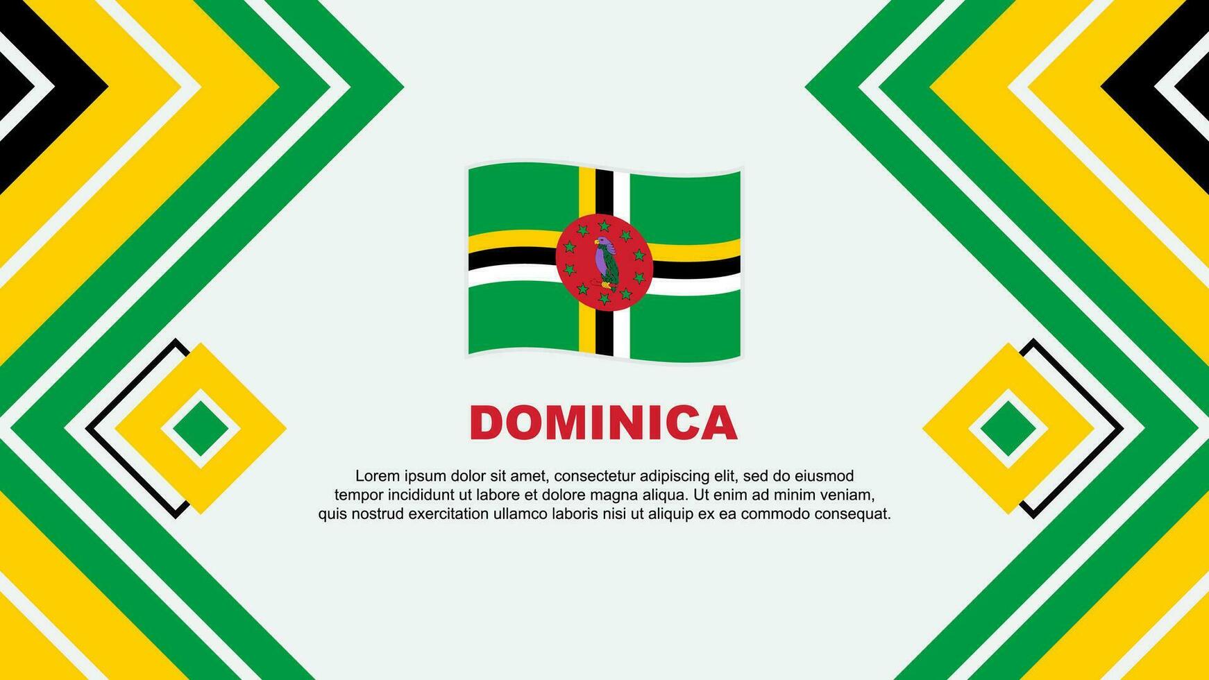 Dominica Flagge abstrakt Hintergrund Design Vorlage. Dominica Unabhängigkeit Tag Banner Hintergrund Vektor Illustration. Dominica Design