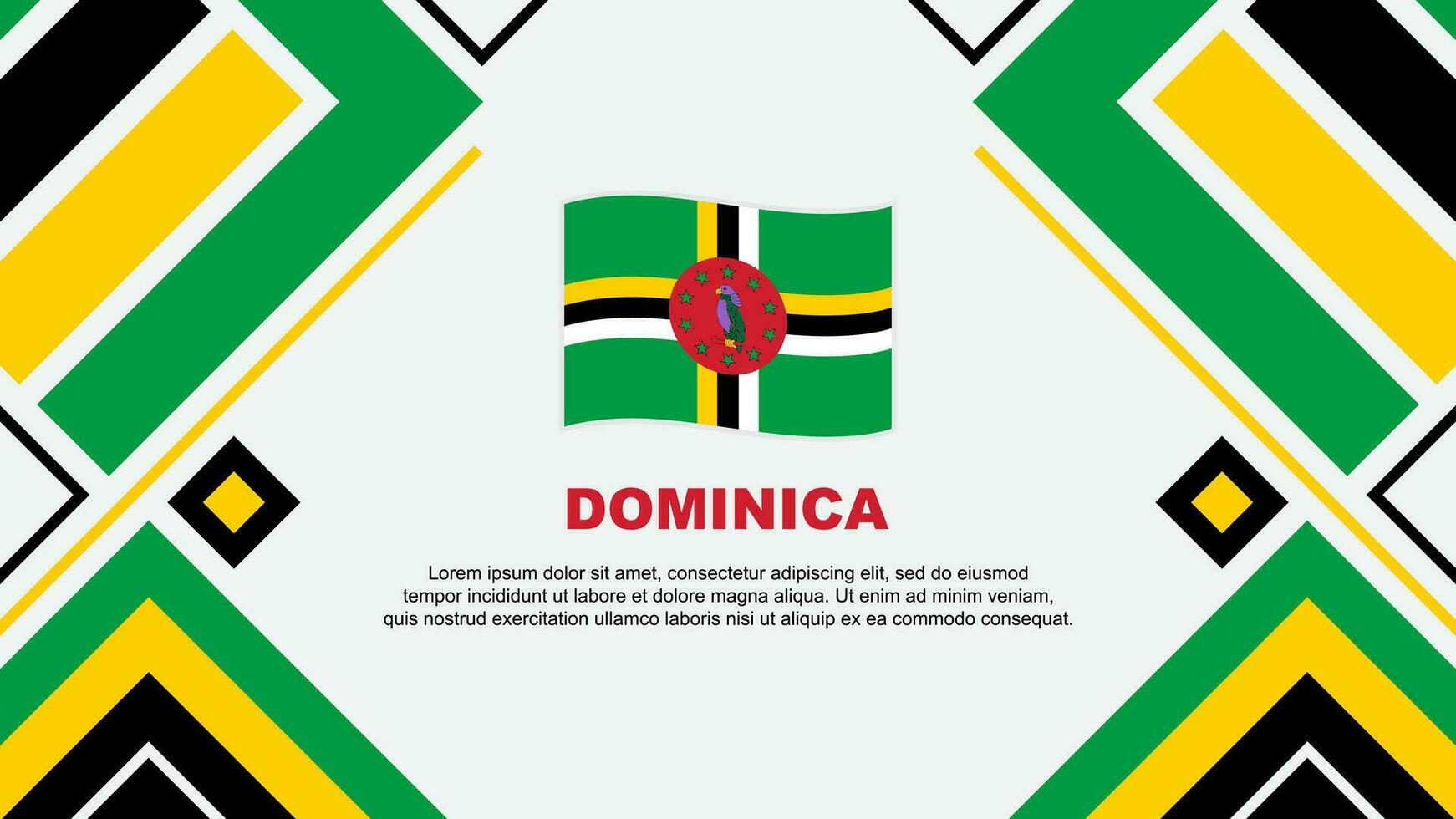 Dominica Flagge abstrakt Hintergrund Design Vorlage. Dominica Unabhängigkeit Tag Banner Hintergrund Vektor Illustration. Dominica Flagge