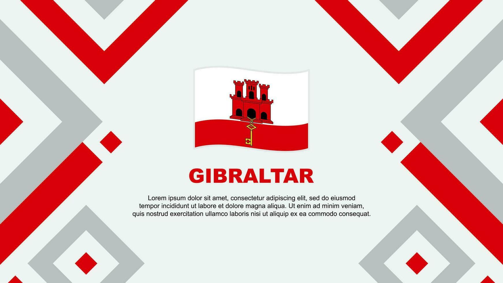 Gibraltar Flagge abstrakt Hintergrund Design Vorlage. Gibraltar Unabhängigkeit Tag Banner Hintergrund Vektor Illustration. Gibraltar Vorlage