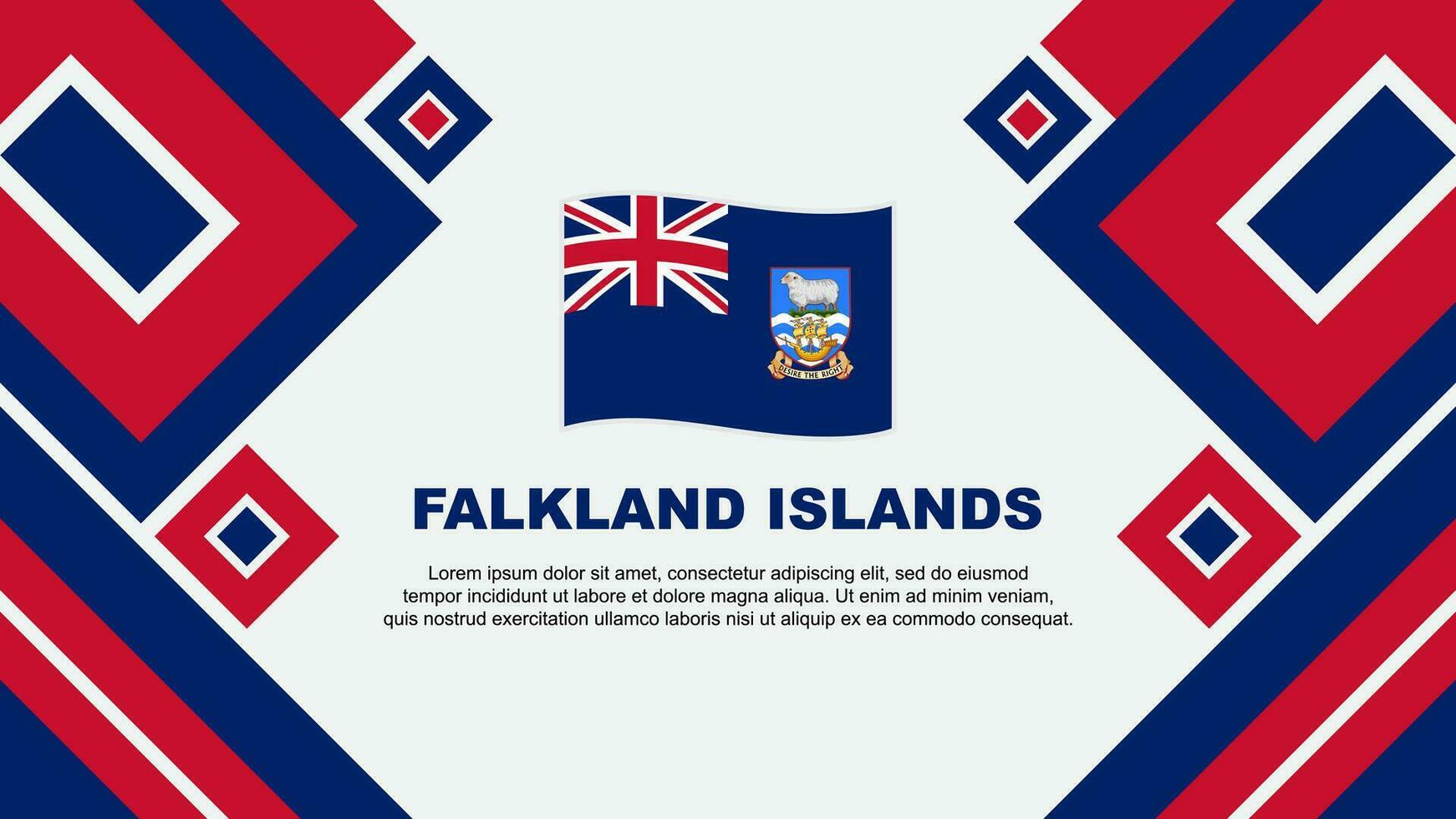 Falkland Inseln Flagge abstrakt Hintergrund Design Vorlage. Falkland Inseln Unabhängigkeit Tag Banner Hintergrund Vektor Illustration. Falkland Inseln Karikatur