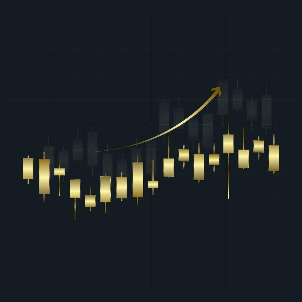 ein Luxus, Gold Graph zum Lager Markt Diagramme und Forex Handel Graph im oben Trend Konzept zum finanziell Investition oder wirtschaftlich Trends Geschäft Konzepte vektor