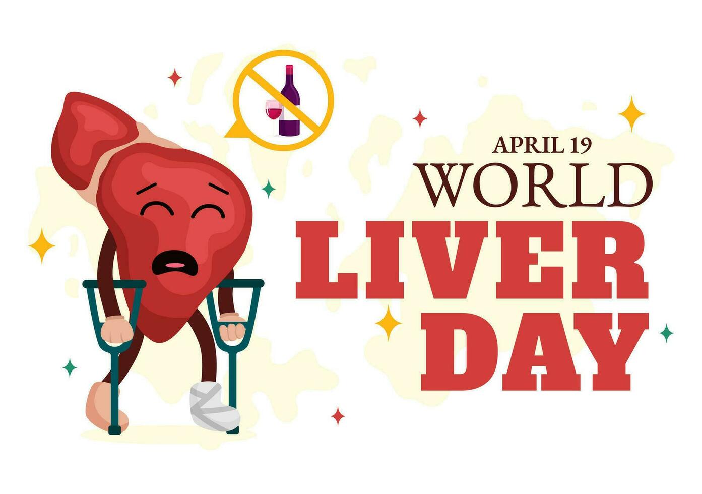 Welt Leber Tag Vektor Illustration auf April 19 .. zu erziehen global Bewusstsein von Hepatitis und gesund im eben Karikatur Hintergrund Design