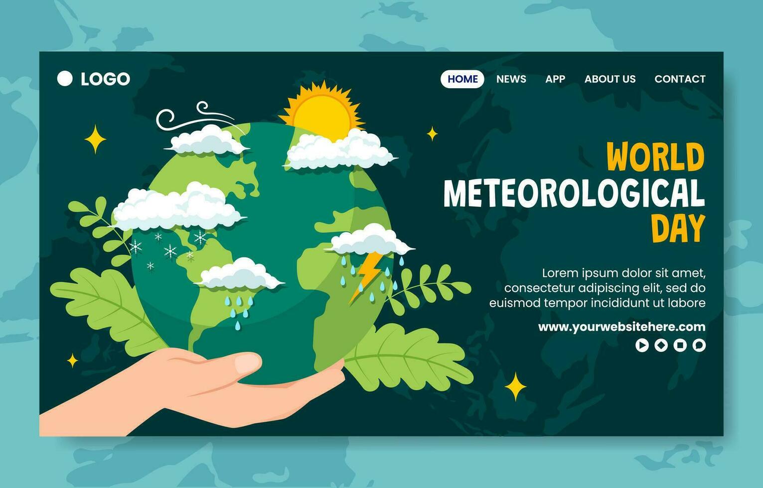 meteorologisch Tag Sozial Medien Landung Seite Karikatur Hand gezeichnet Vorlagen Hintergrund Illustration vektor