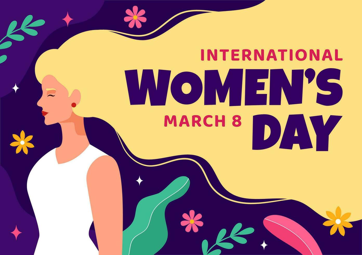 internationell kvinnors dag vektor illustration på Mars 8 till fira de prestationer och frihet av kvinnor i platt tecknad serie bakgrund design