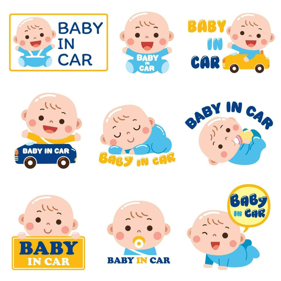 Baby im Auto Aufkleber Zeichen Symbol, süß Baby vektor