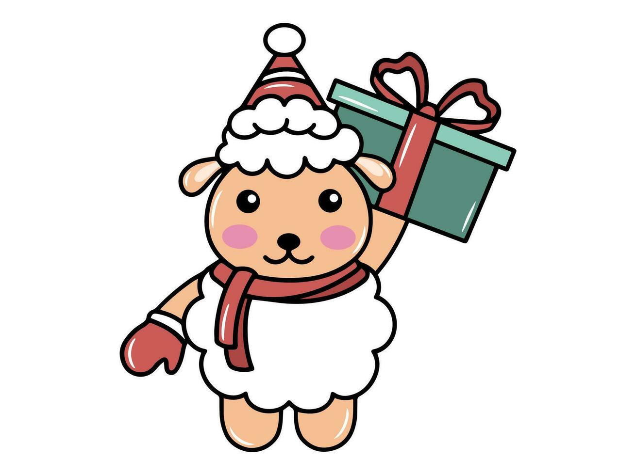 Weihnachten mit Schaf und Santa Hut vektor