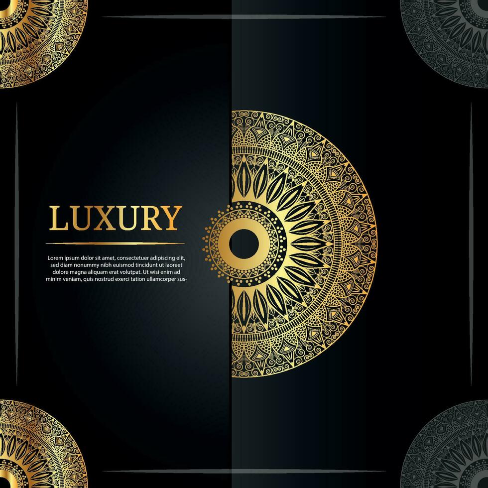 ein golden Luxus Mandala Design mit Kreis Muster Elemente und ein Ornament Vektor Hintergrund, das Mandala ist zum drucken Poster, Abdeckungen, Broschüren, Flyer, Banner, Hintergrund, Verpackung, Geschäft Karte