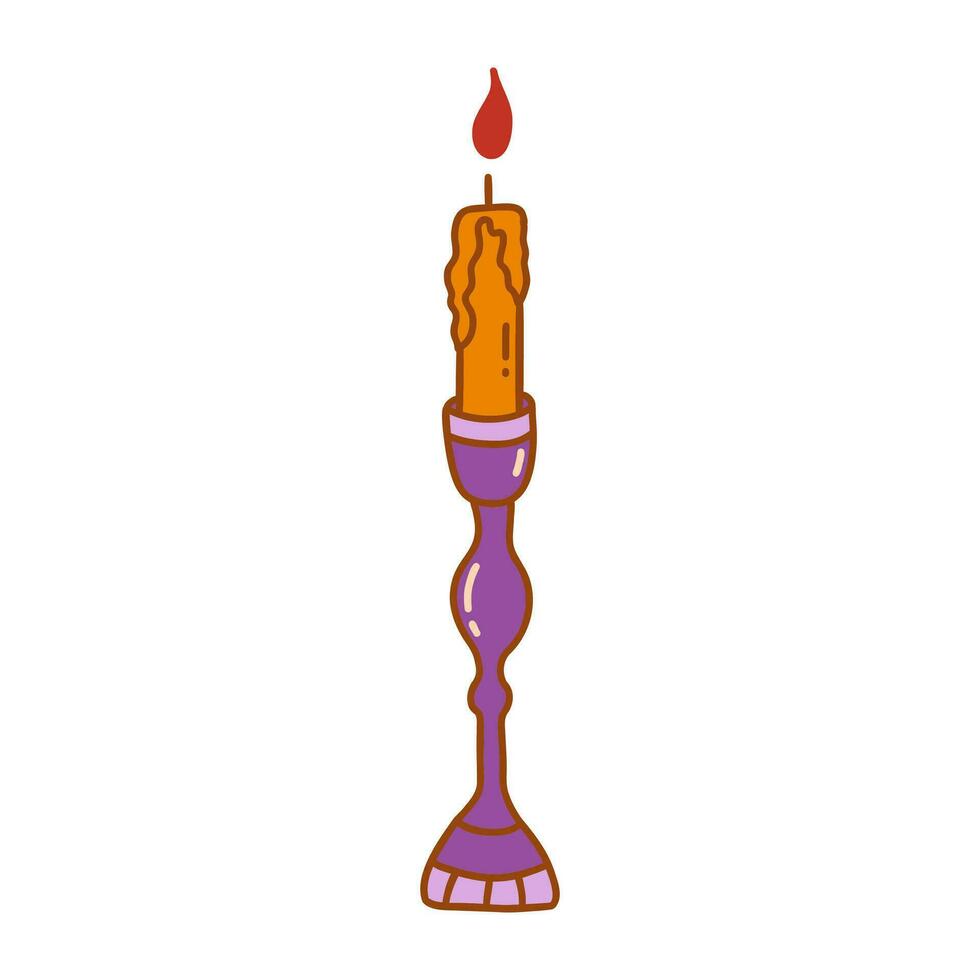 Verbrennung Orange Kerze im Antiquität Leuchter. Vektor