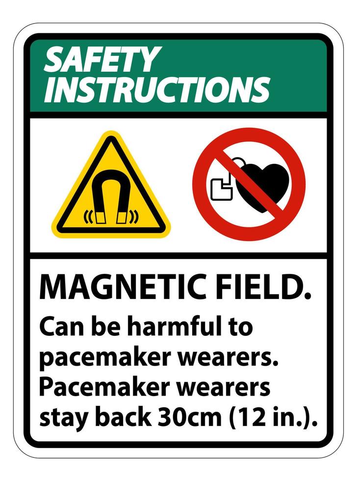 säkerhetsanvisningar magnetfält kan vara skadligt för pacemaker-användare. pacemaker-bärare. stanna 30 cm bak vektor