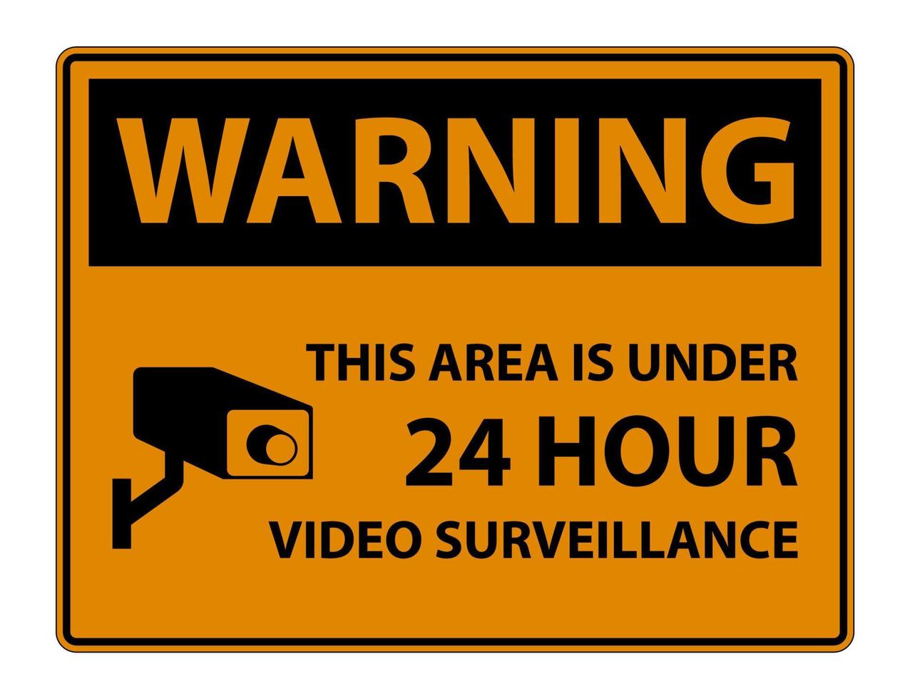 varning detta område är under 24 -timmars videoövervakning symbol tecken isolerad på vit bakgrund, vektor illustration