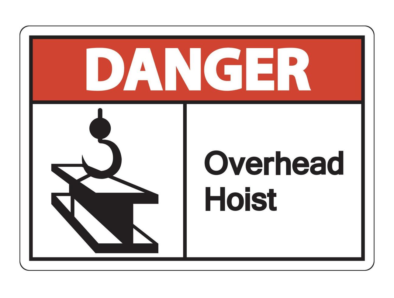Gefahr Overhead Hebezeug Symbol Zeichen auf weißem Hintergrund vektor