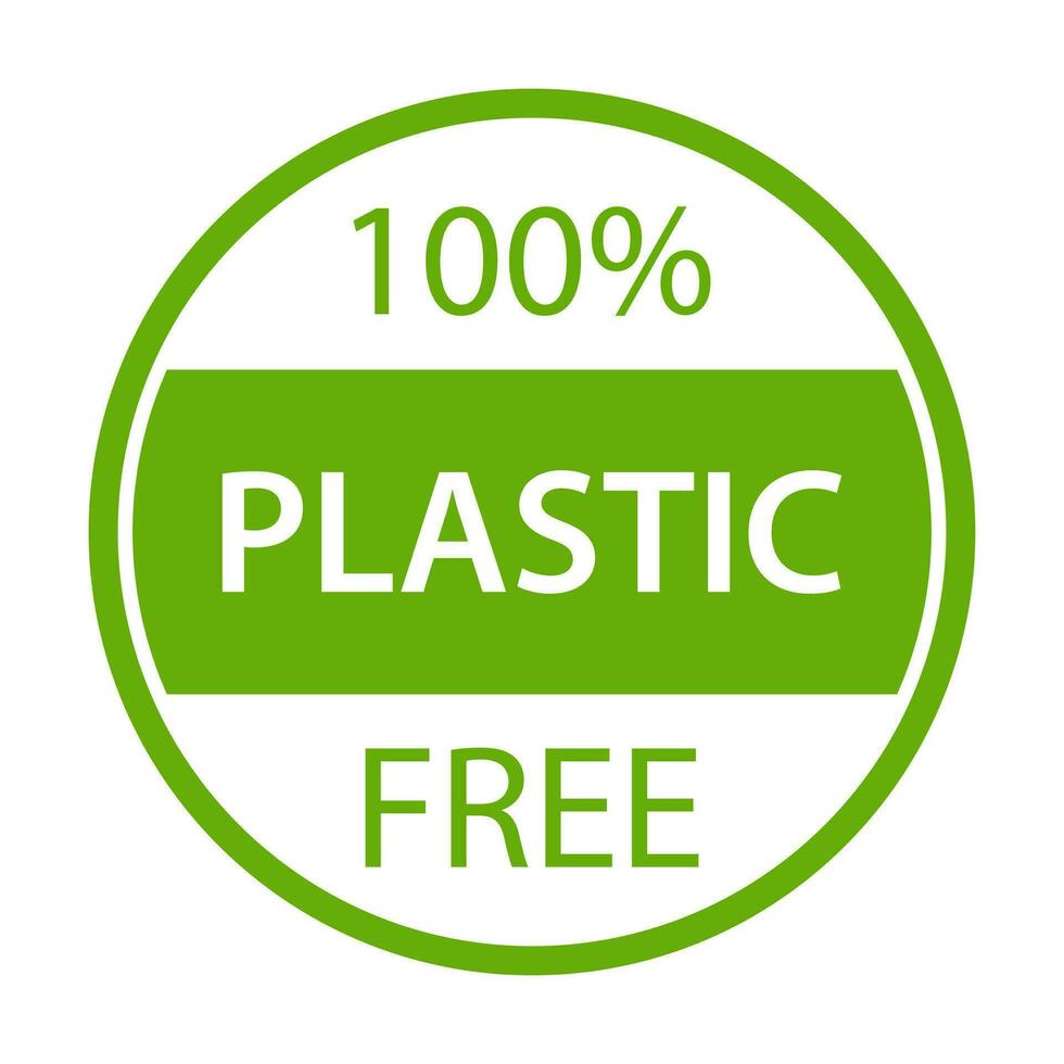 100 ständig Plastik kostenlos Symbol Plastik kostenlos Garantie Verpackung Zeichen zum Grafik Design, Logo, Webseite, Sozial Medien, Handy, Mobiltelefon Anwendung, ui Illustration vektor