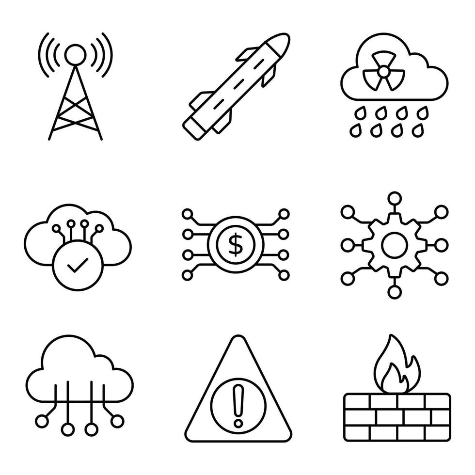 Cyberpunk-Linien-Icons-Sets vektor