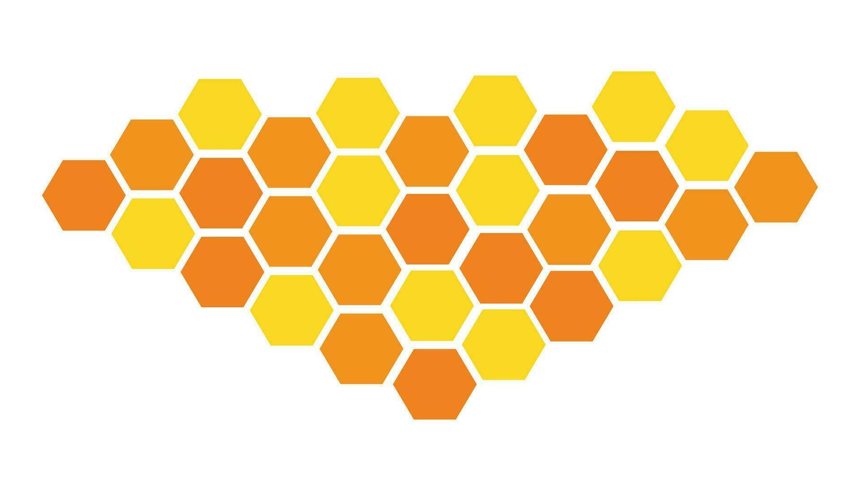 vaxkaka sexhörning isolerat på vit bakgrund. vektor illustration. gul och orange sexhörning mönster se tycka om vaxkaka
