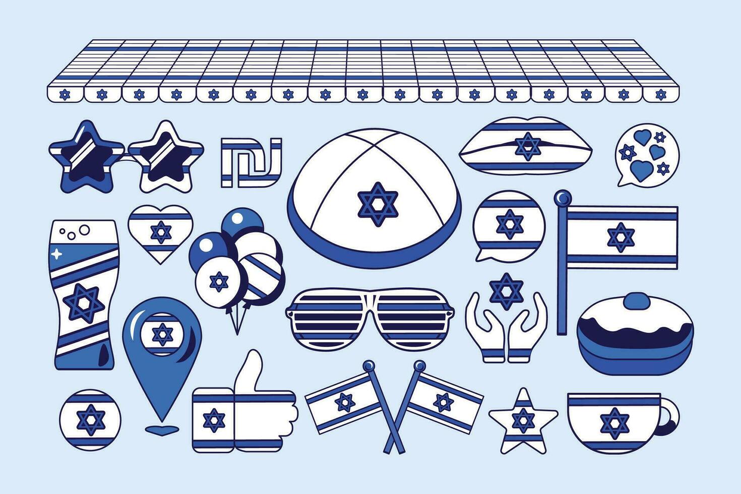 Israel flagga jewish Semester element uppsättning vektor