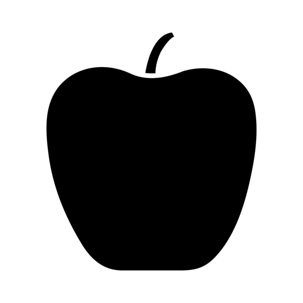 Apfel schwarz Silhouette isoliert auf Weiß Hintergrund. minimal eben Design Vektor Illustration.