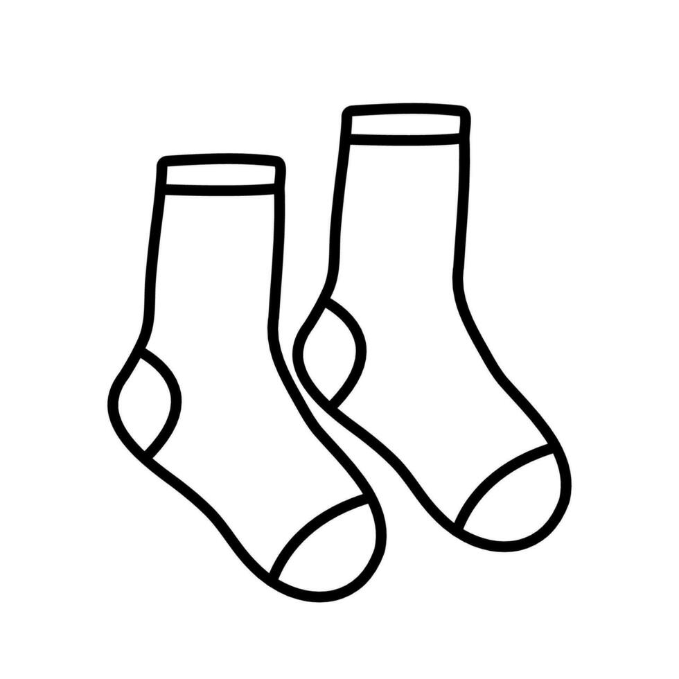 gestrickt Socken isoliert Gliederung Symbol. Vektor Illustration. schwarz Gliederung auf Weiß Hintergrund.