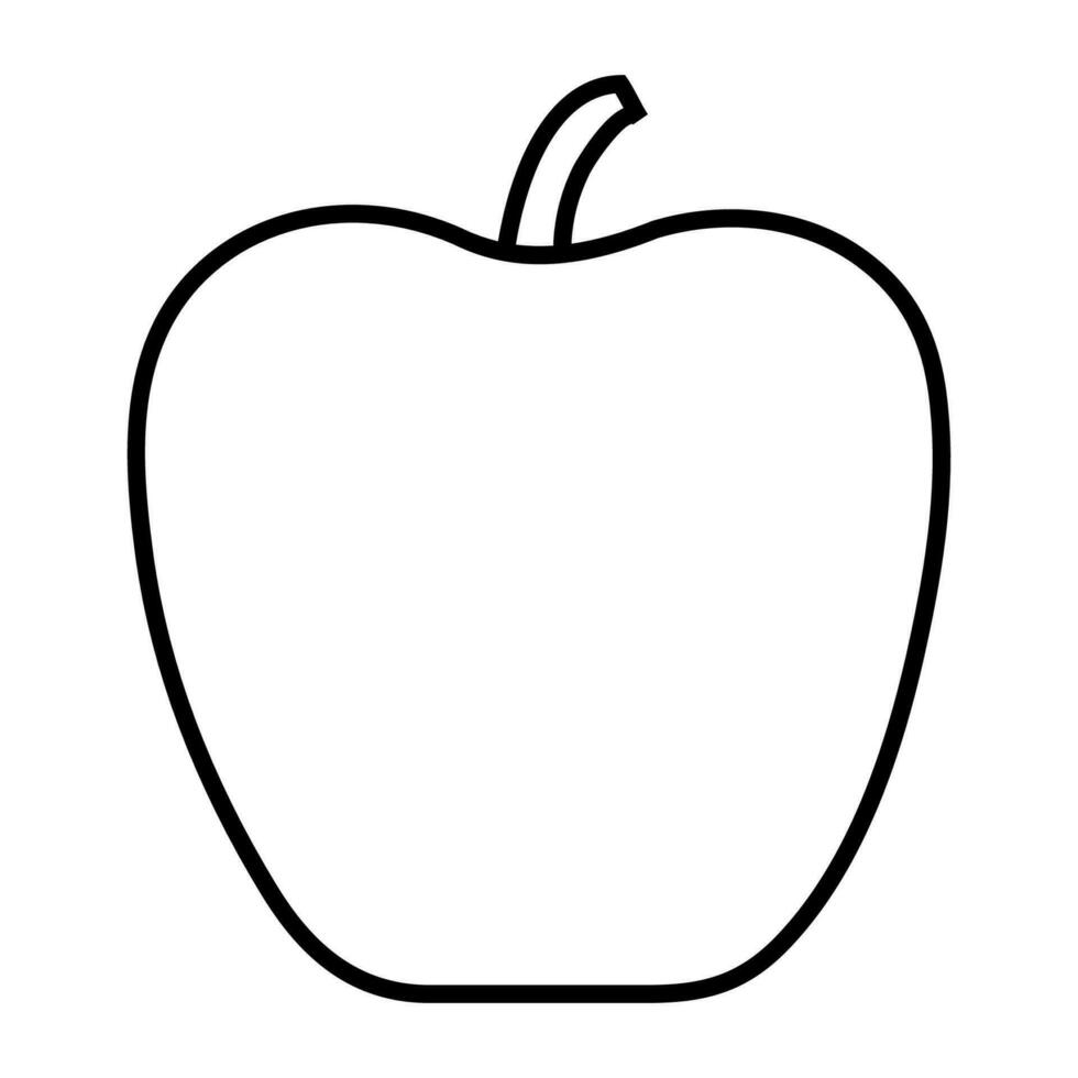 äpple frukt svart översikt kontur isolerat på vit bakgrund, platt design vektor illustration.