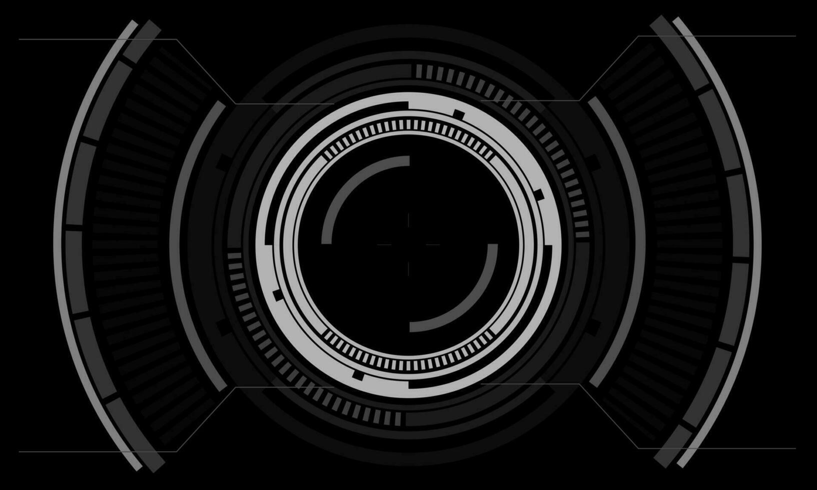 hud sci-fi cirkel gränssnitt skärm se vit geometrisk design virtuell verklighet trogen teknologi kreativ visa på svart vektor