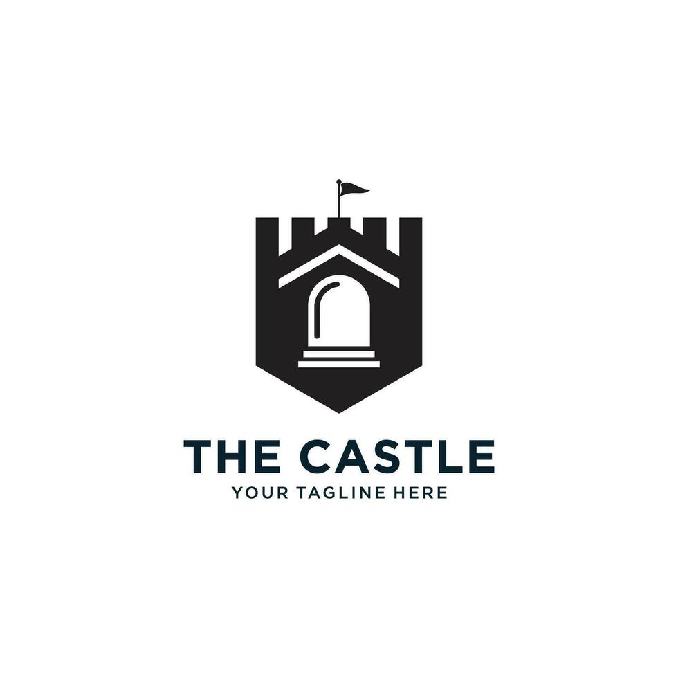 Schloss Logo Design, Palast Logo, Festung Logo, Vektor Illustration