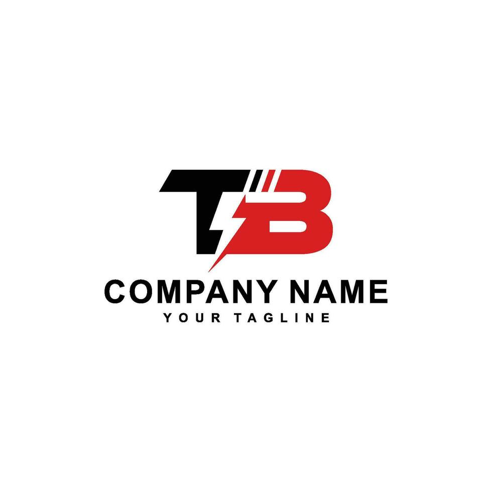 tb Brief Logo mit Blitz Symbol Leistung Energie Design Brief Kombination. vektor