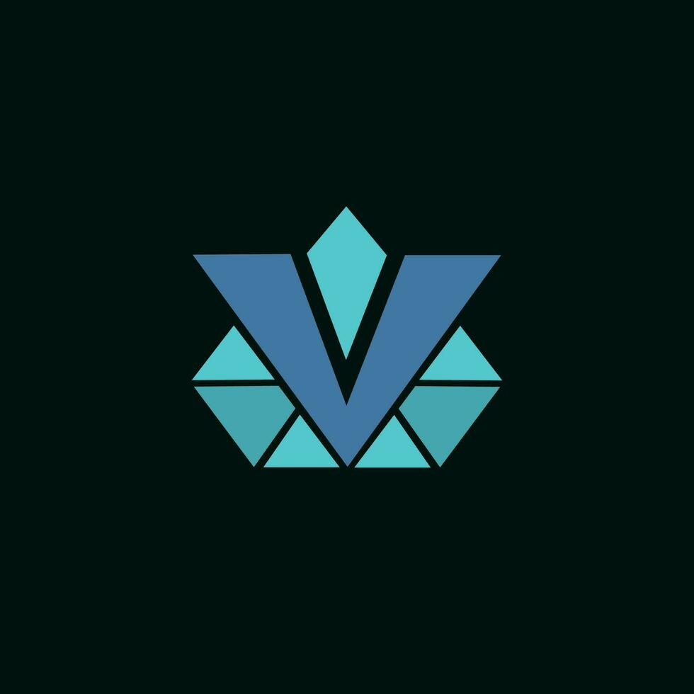 Blau Juwel Logo Design mit das Initiale Brief v vektor