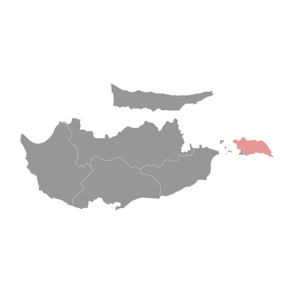 famagusta distrikt Karta, administrativ division av republik av Cypern. vektor illustration.