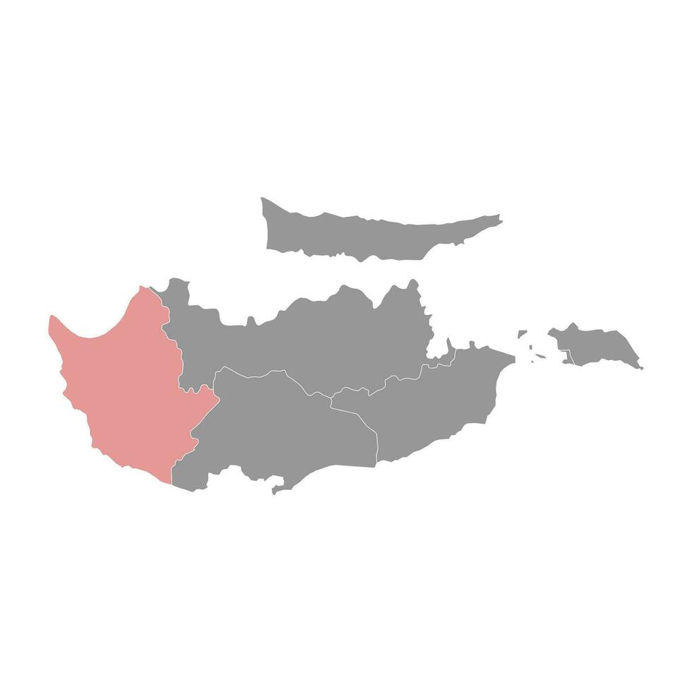 paphos distrikt Karta, administrativ division av republik av Cypern. vektor illustration.