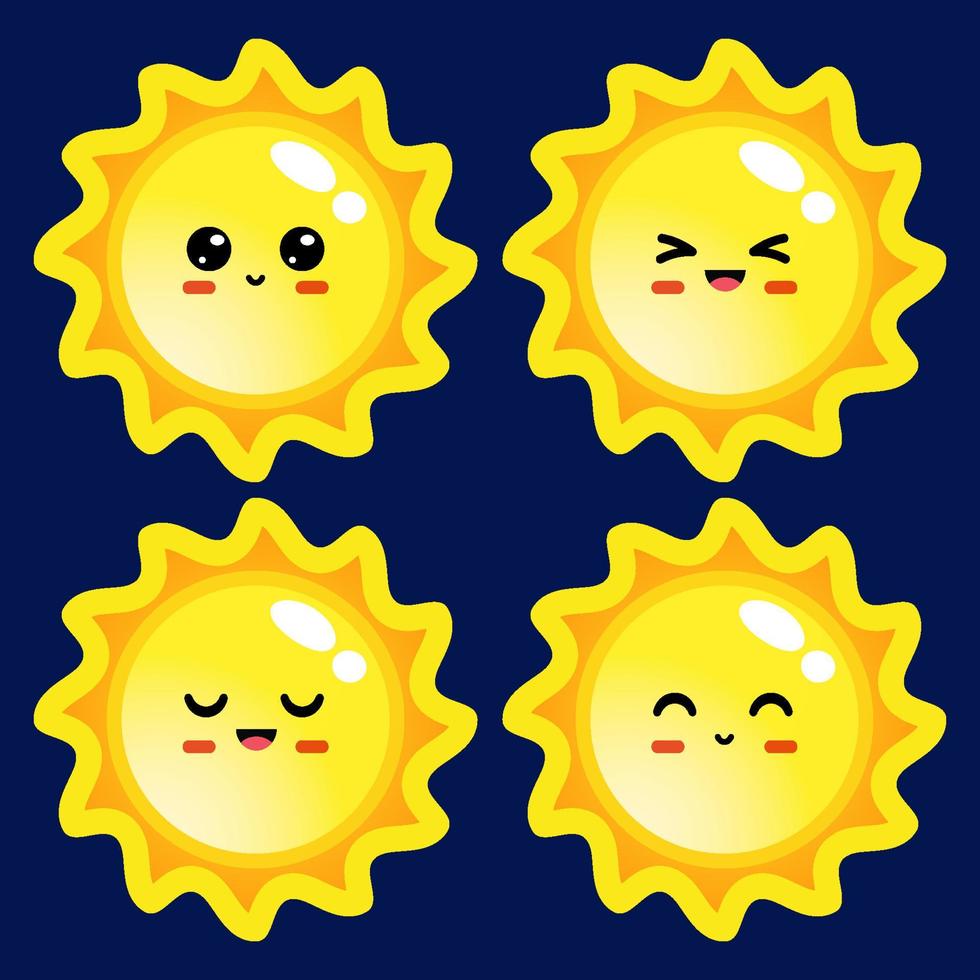 Cartoon süße Sonne Emoticon Avatar Gesicht positive Emotionen vektor