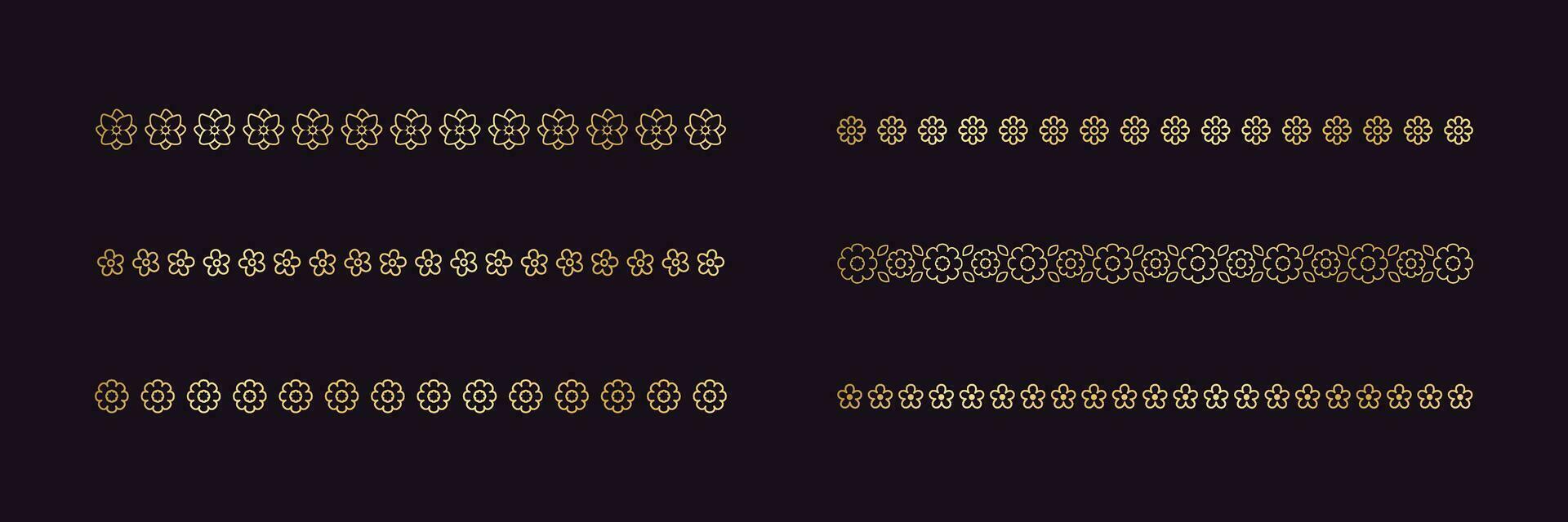 Gold Blumen- Trennzeichen Grenze, Text Teiler Satz. Linie Grenzen botanisch Luxus Design Element. vektor
