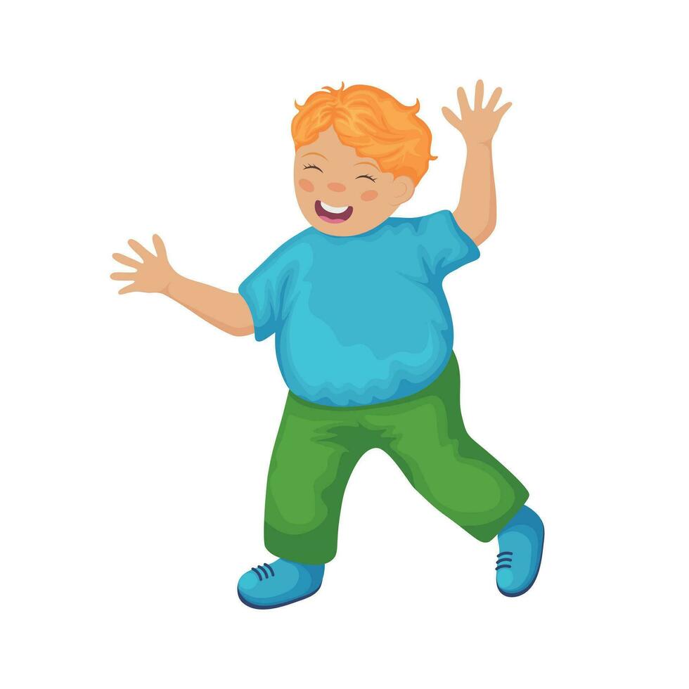 rolig pojke. söt leende pojke i tecknad serie stil. en Lycklig barn. en Lycklig unge. vektor illustration isolerat på en vit bakgrund