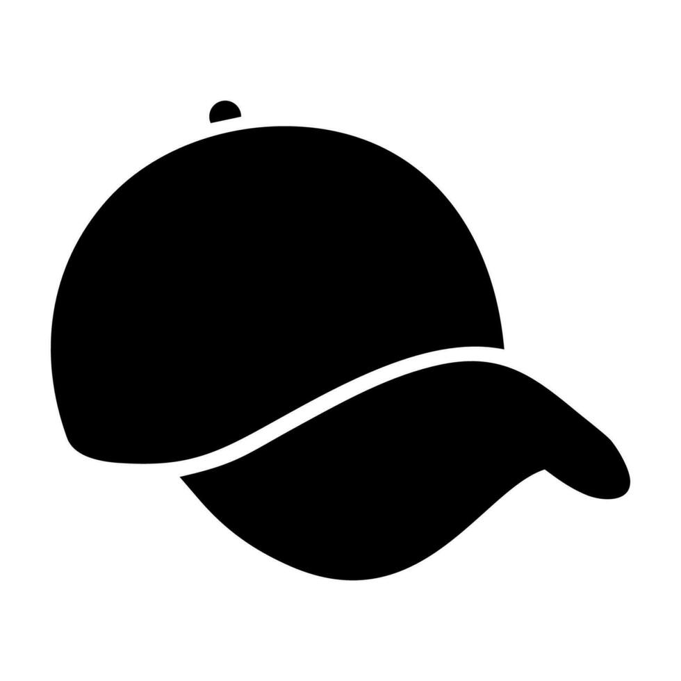 Baseball Deckel schwarz Symbol isoliert auf Weiß Hintergrund. Kopfschmuck Vektor Illustration