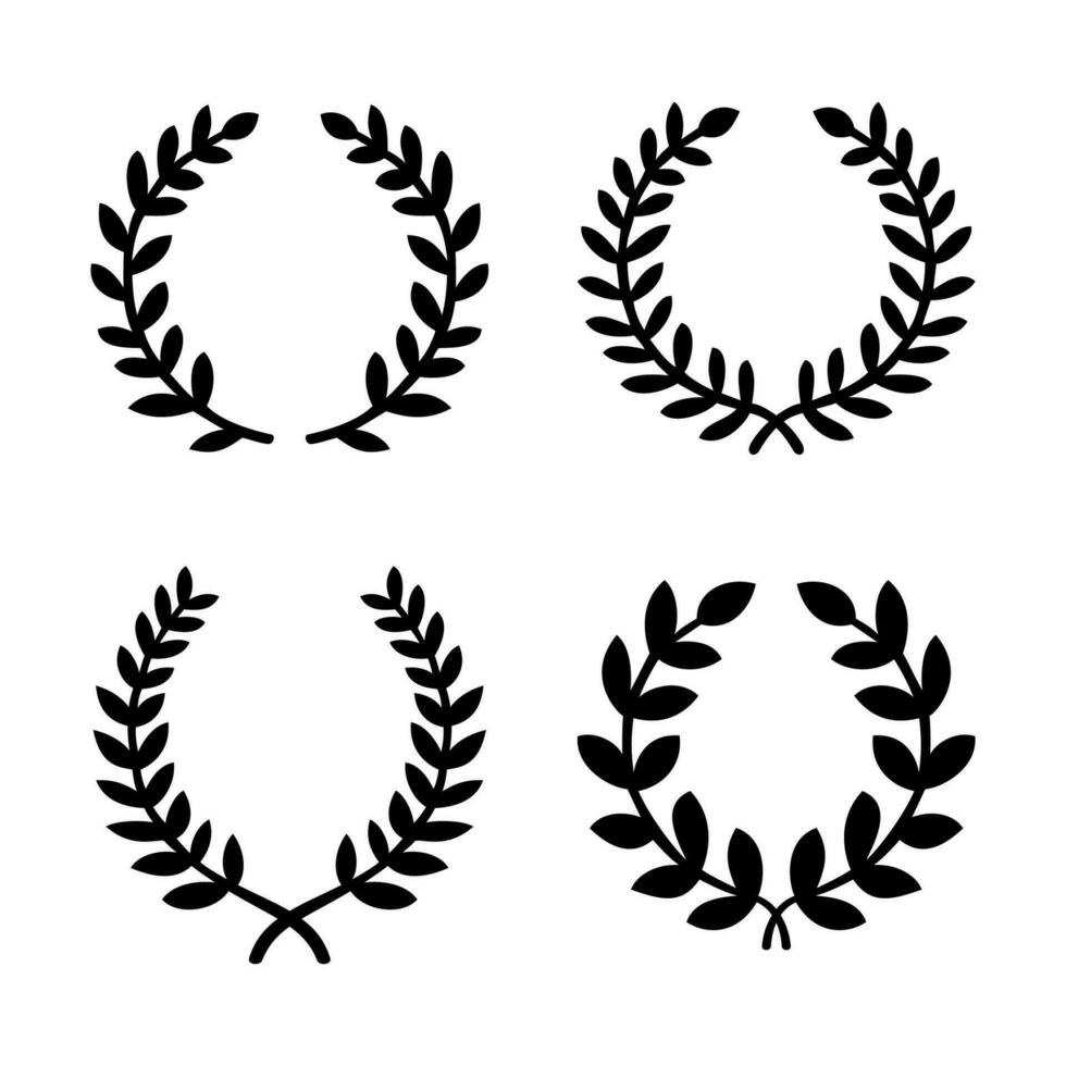 Kranz Symbol Satz. Lorbeer Kränze Symbole anders Formen isoliert auf Weiß Hintergrund. Sieg Symbol, Triumph und lohnend. Vektor Illustration